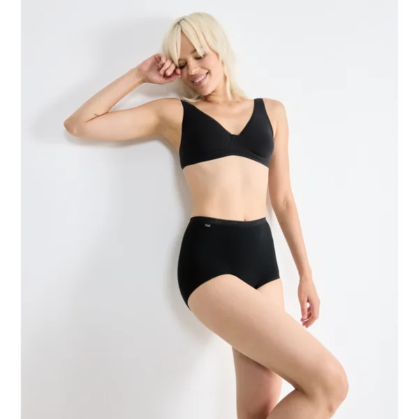 Lot de 4 culottes hautes Sloggi Basic Noires en coton Sloggi