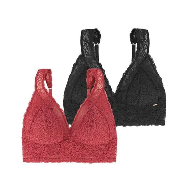 Lot de deux bralettes rembourées légères Corail/Black Dorina