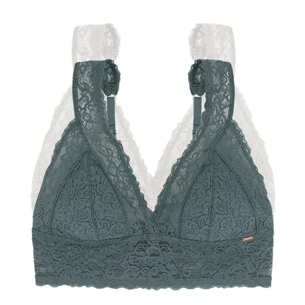 Lot de deux bralettes rembourées légères Vert /Ivoire Dorina