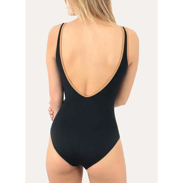 Maillot de bain 1 pièce classique plongeant Noir Janine Robin Janine Robin