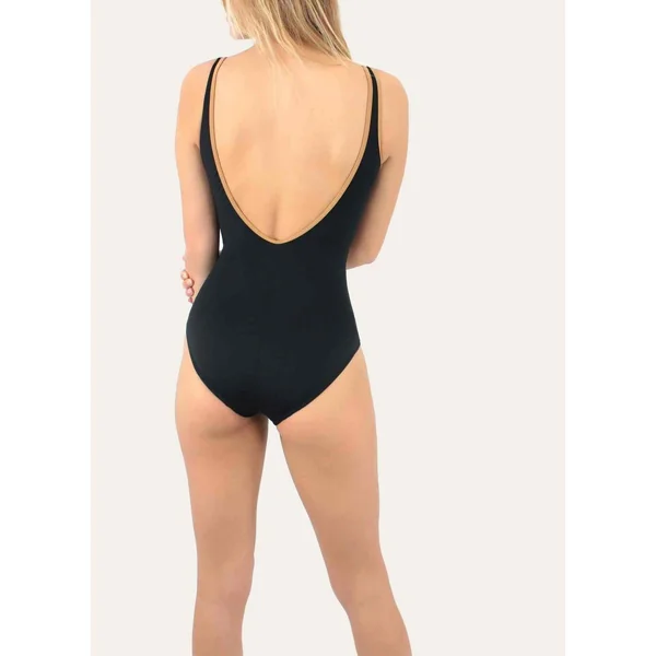 Maillot de bain 1 pièce classique plongeant Noir Janine Robin Janine Robin