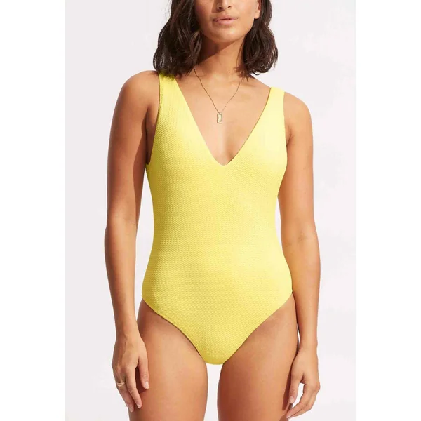 Maillot de bain 1 pièce plongeant - Jaune Sea Dive Seafolly