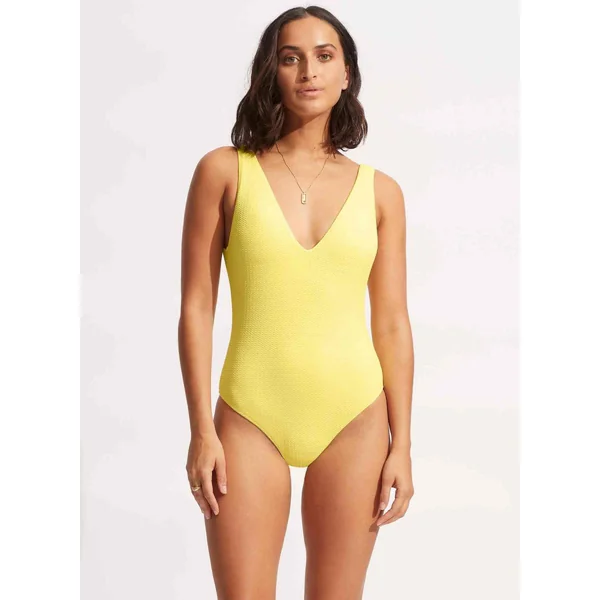 Maillot de bain 1 pièce plongeant - Jaune Sea Dive Seafolly