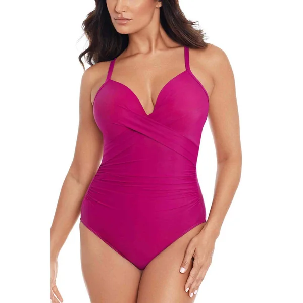 Maillot de bain 1 pièce plongeant Violet Miraclesuit Rock Solid Miraclesuit