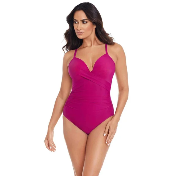Maillot de bain 1 pièce plongeant Violet Miraclesuit Rock Solid Miraclesuit