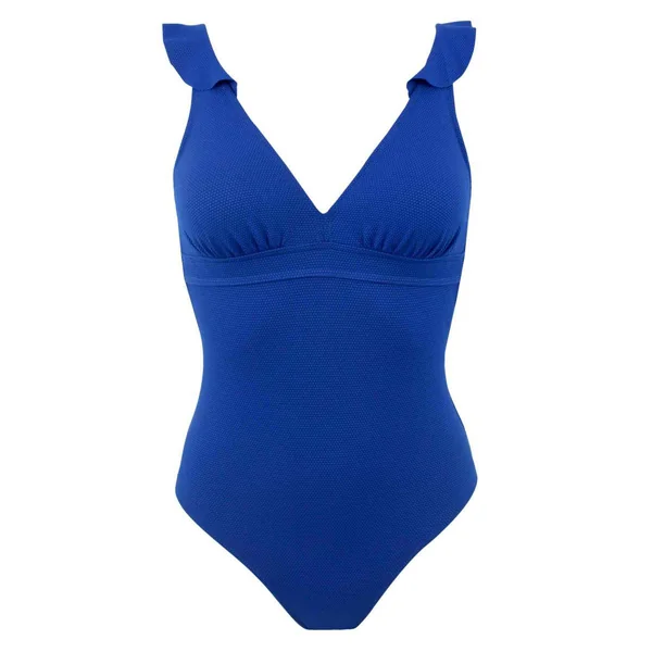 Maillot de bain 1 pièce plongeant à volant Bleu Janine Robin Janine Robin