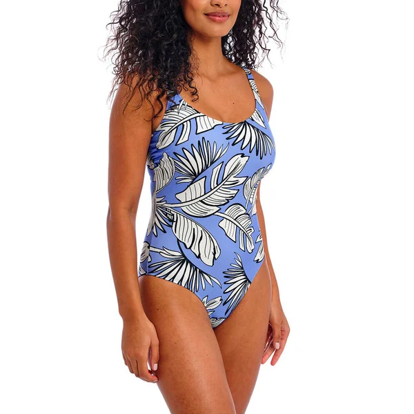 Maillot de bain une pièce - Bleu florale Freya Maillots