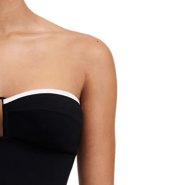 Maillot de bain une pièce sans armature et bretelle amovible - Noir/Blanc Chantelle Bain