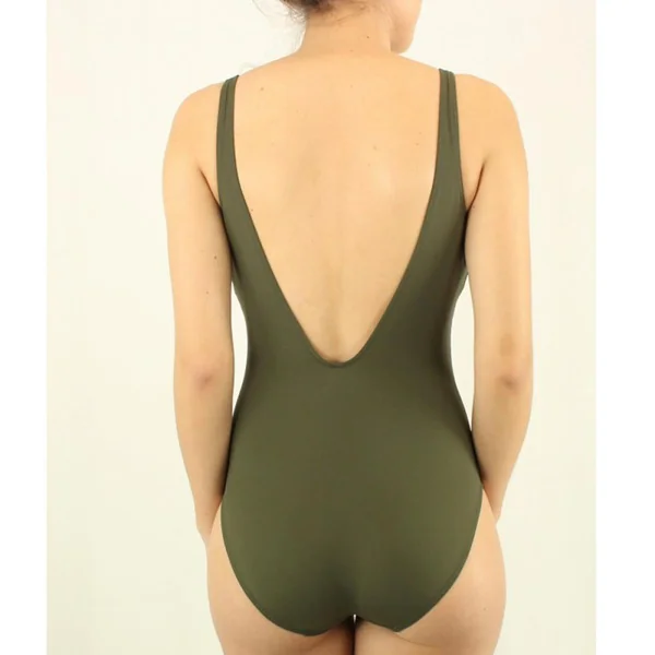 Maillot de bain une pièce sans armatures dos nu Janine Robin khaki Janine Robin