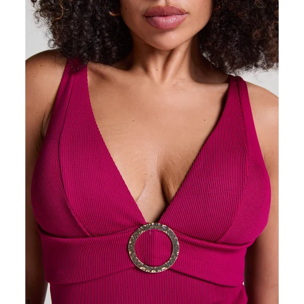 Maillot de bain à anneau froissé - Rouge