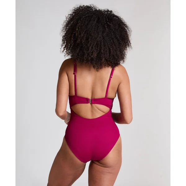 Maillot de bain à anneau froissé - Rouge