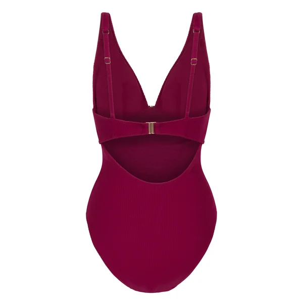 Maillot de bain à anneau froissé - Rouge