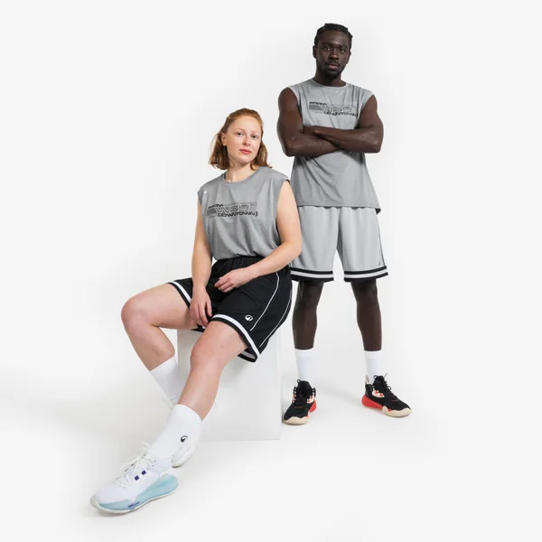 MAILLOT DE BASKETBALL SANS MANCHE HOMME/FEMME - FAST 500 GRIS