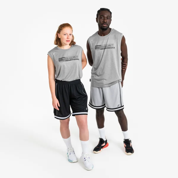 MAILLOT DE BASKETBALL SANS MANCHE HOMME/FEMME - FAST 500 GRIS