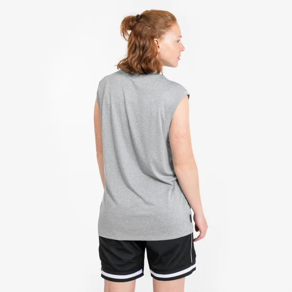 MAILLOT DE BASKETBALL SANS MANCHE HOMME/FEMME - FAST 500 GRIS
