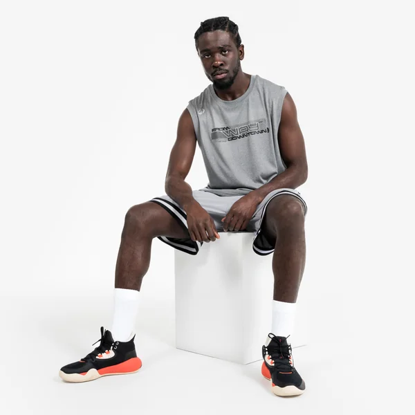 MAILLOT DE BASKETBALL SANS MANCHE HOMME/FEMME - FAST 500 GRIS