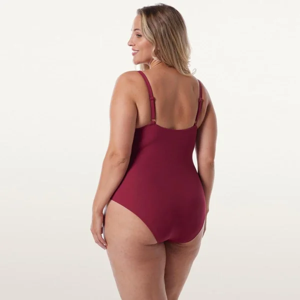 Maillot une pièce bordeau Hibiscus rouge Brigitte Bardot