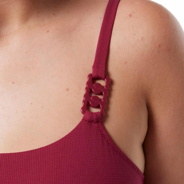 Maillot une pièce bordeau Hibiscus rouge Brigitte Bardot