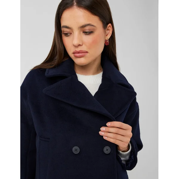 Manteau caban en laine Bleu foncé