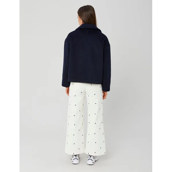 Manteau caban en laine Bleu foncé