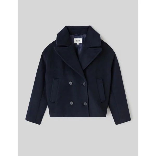 Manteau caban en laine Bleu foncé