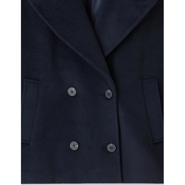 Manteau caban en laine Bleu foncé