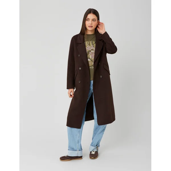 Manteau long en laine Marron