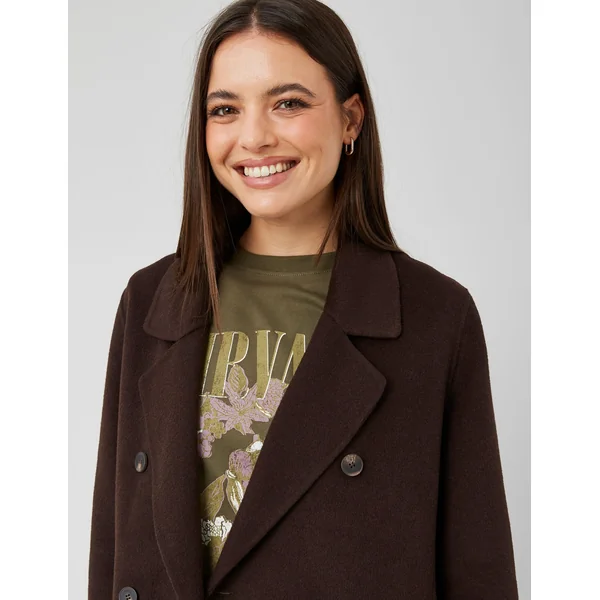 Manteau long en laine Marron