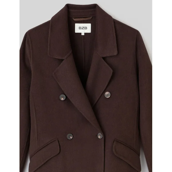 Manteau long en laine Marron