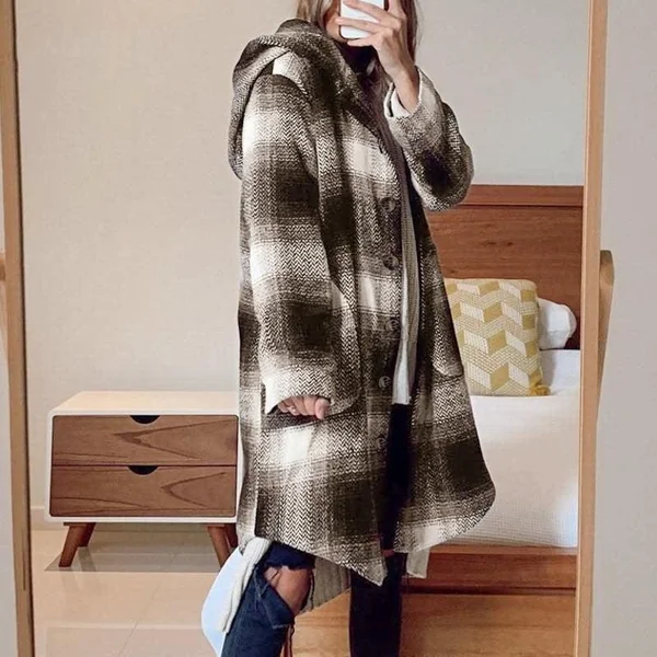 Manteau à Capuche Hippie Plaid