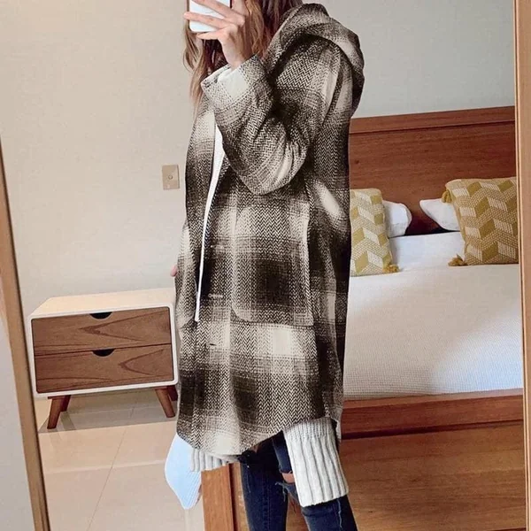 Manteau à Capuche Hippie Plaid