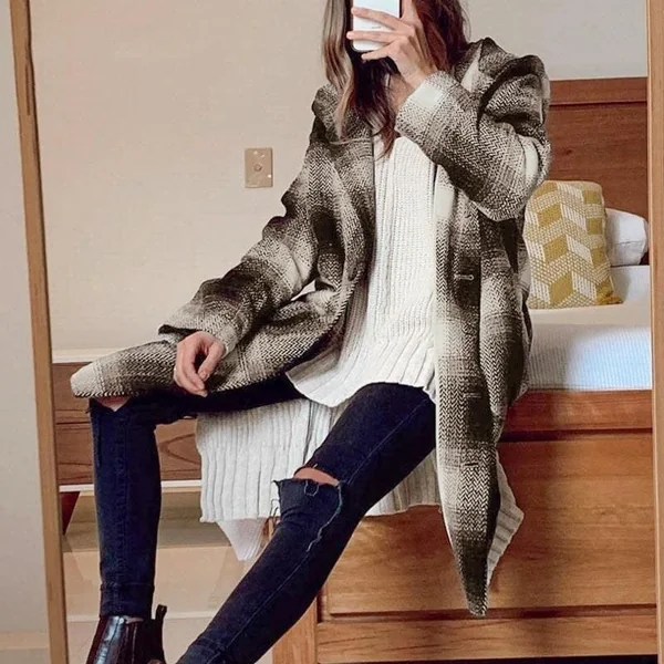 Manteau à Capuche Hippie Plaid