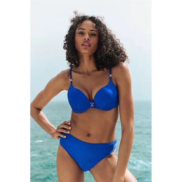 Marie Jo Swim - Culotte de bikini taille haute pliable Bleu Électrique Large Emly