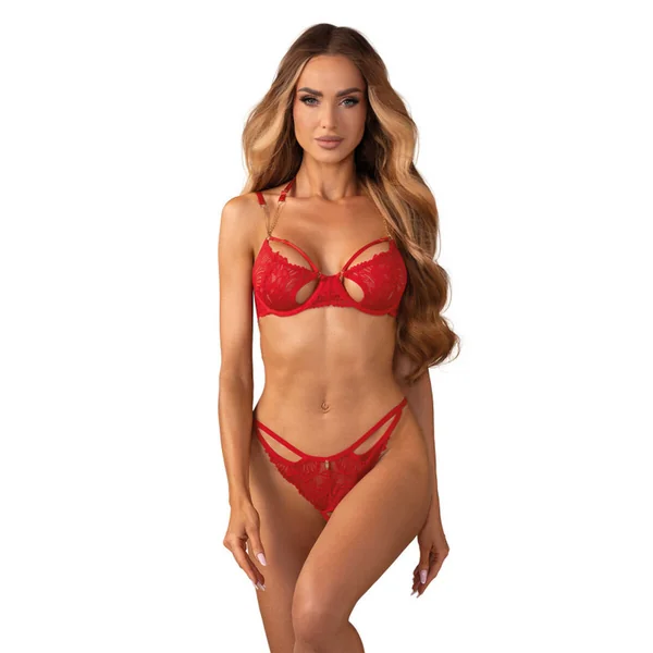 Matildea - Ensemble lingerie ouverte rouge Obsessive