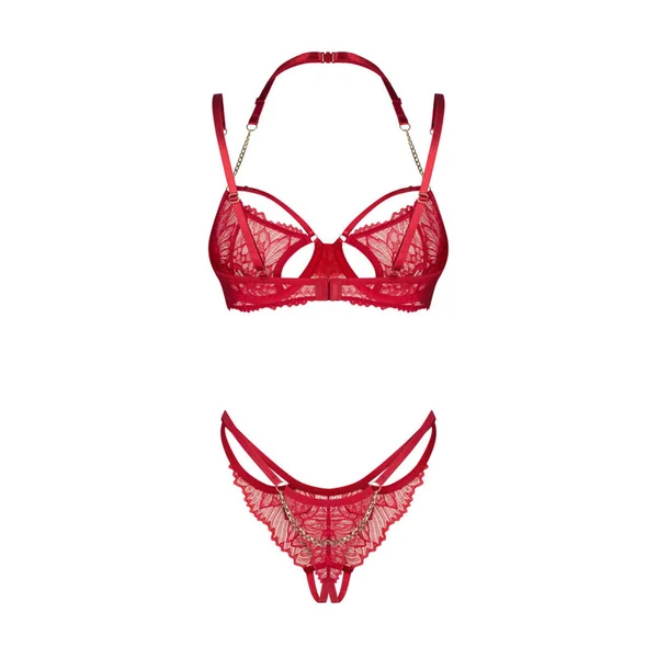 Matildea - Ensemble lingerie ouverte rouge Obsessive