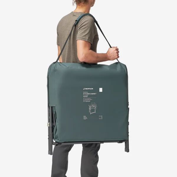 Meuble cuisine de camping L, pliable et avec pare-vent