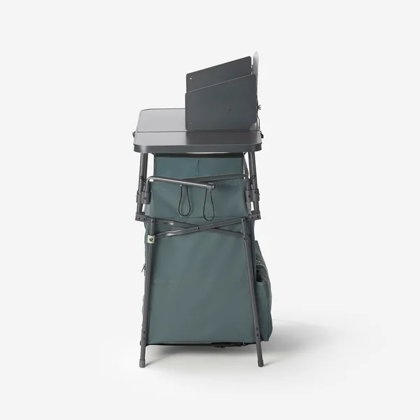 Meuble cuisine de camping L, pliable et avec pare-vent