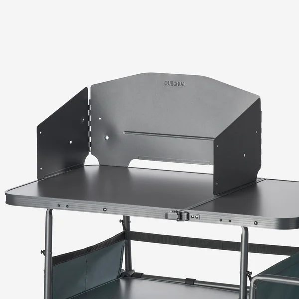 Meuble cuisine de camping L, pliable et avec pare-vent