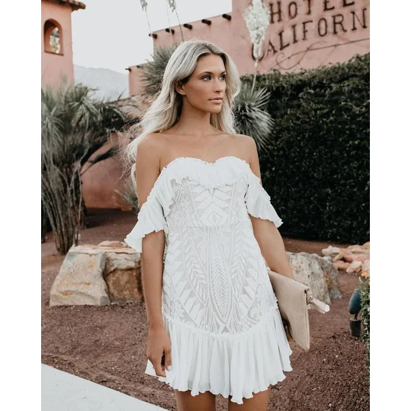 Mini Robe Blanche Hippie Fashion