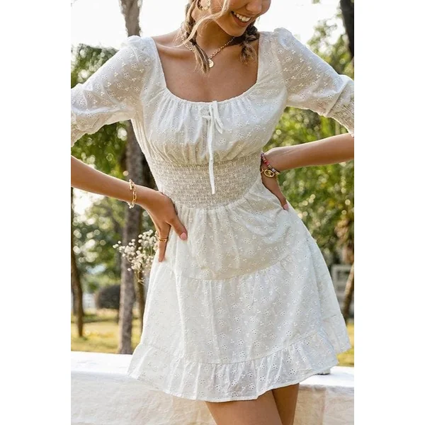 Mini Robe Blanche Hippie