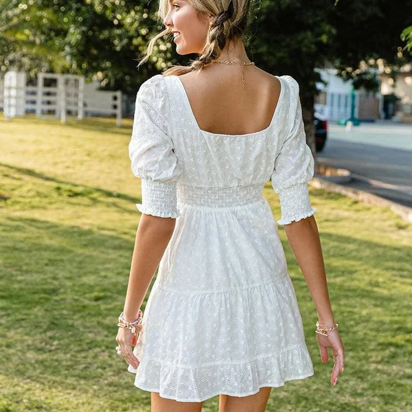 Mini Robe Blanche Hippie
