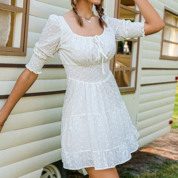Mini Robe Blanche Hippie