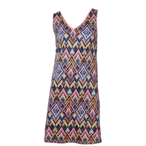 Miss Versa - Robe courte semi-ajustée Ligne A col V sans manches Resort Rose Medium Charlize