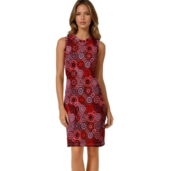 Miss Versa - Robe courte semi-ajustée ligne droite sans manches à col rond Urban Medium Marsh