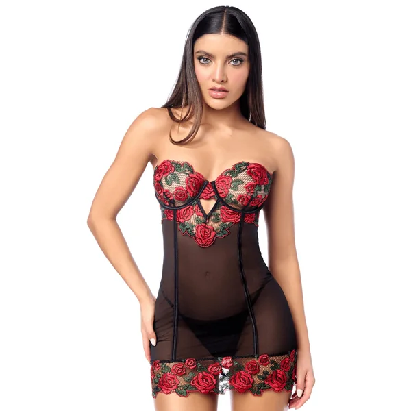 Nuisette bustier Bouquet de roses