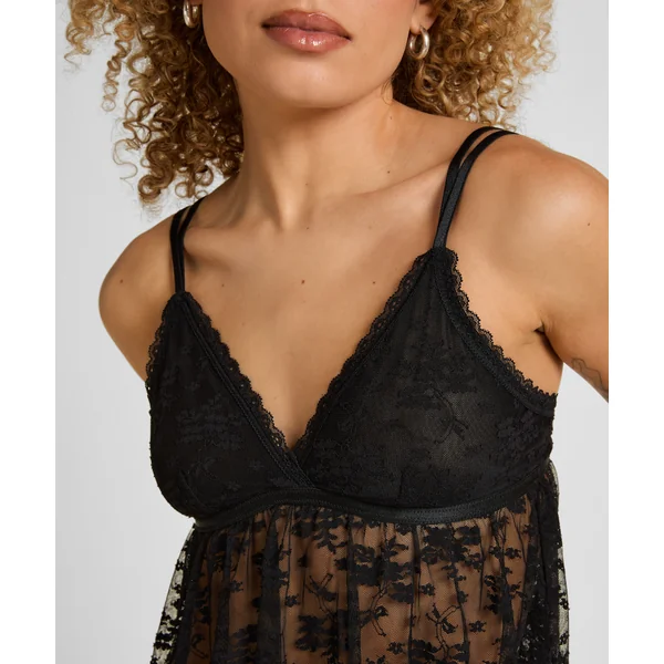 Nuisette Darcy en Dentelle Florale - Noir