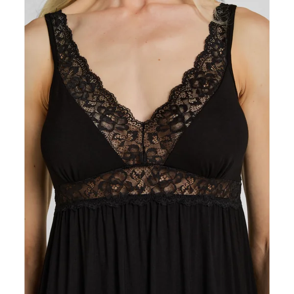 Nuisette en Jersey avec Dentelle - Noir