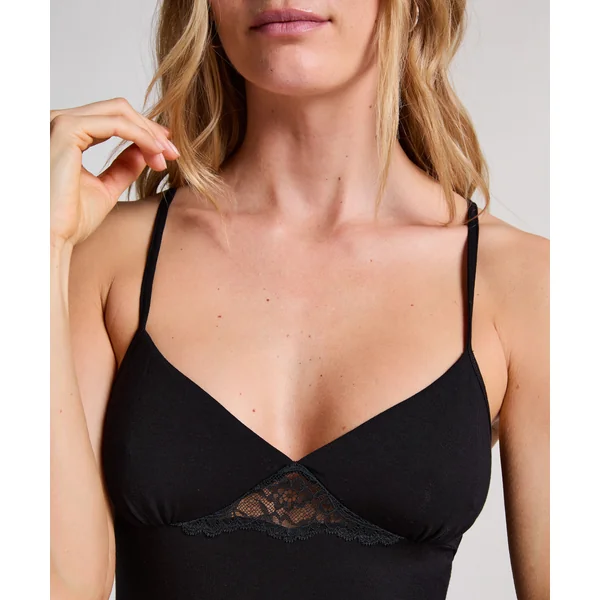Nuisette en jersey avec dos en dentelle - Noir
