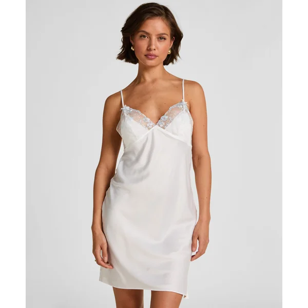 Nuisette en satin Peonie - Blanc