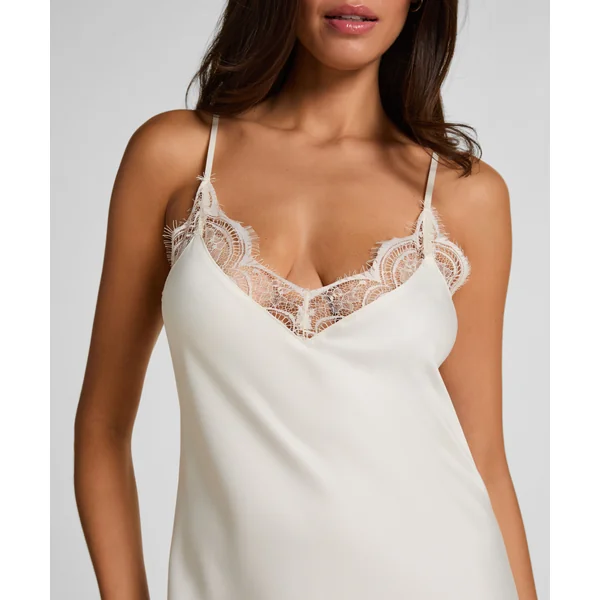 Nuisette longue en satin - Blanc